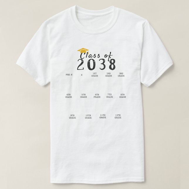 Camiseta A classe de graduação de impressão digital de 2038 (Frente do Design)