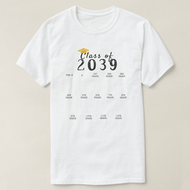 Camiseta A classe de graduação de impressão digital de 2039 (Frente do Design)