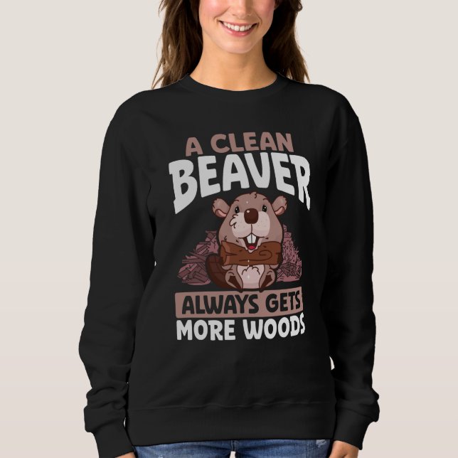 Camiseta A Clean Beaver Always Gets More Wood Backprint Bea (Frente)