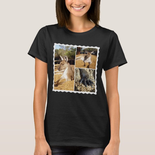 Camiseta A Colagem da Imagem do Canguru,  (Frente)