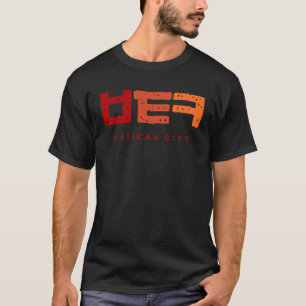 Camiseta A com a palavra Cidade Vaticano escrita em Coreano