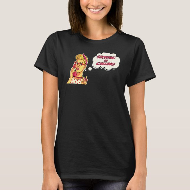 Camiseta A Compra de Pop de Shoppingsucht Está Chamando (Frente)