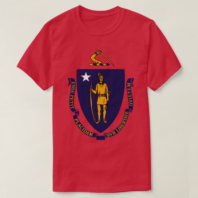Camiseta A Comunidade da Bandeira de Massachusetts (Frente do Design)