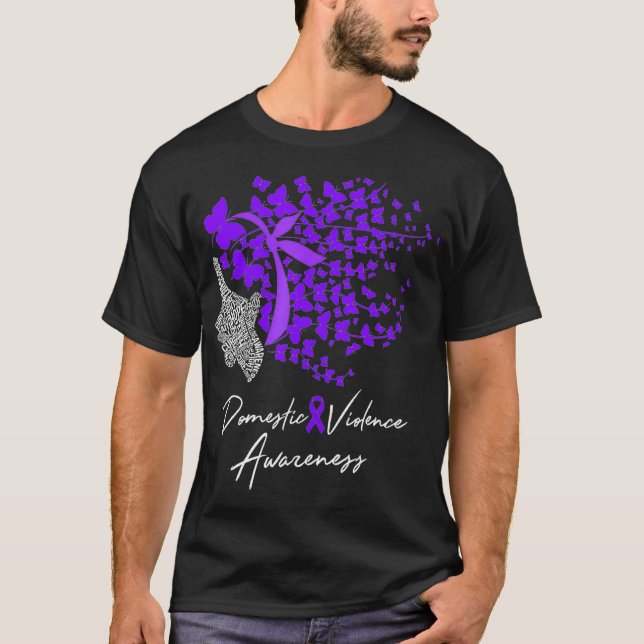 Camiseta A Consciência da Violência Doméstica Oferece Roxo (Frente)