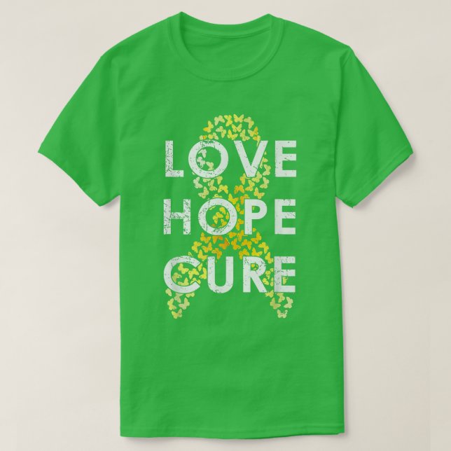 Camiseta A Consciência do Cancer da Infância Ama a Esperanç (Frente do Design)
