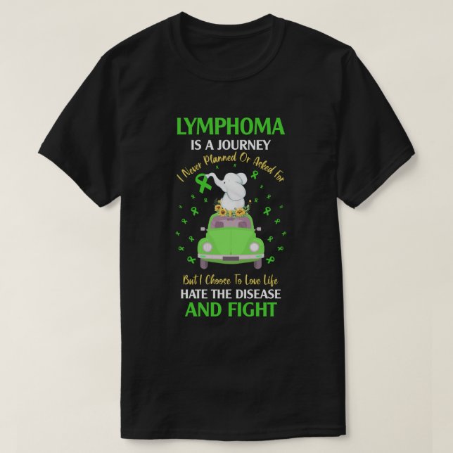 Camiseta A Consciência Do Linfoma É Uma Viagem (Frente do Design)