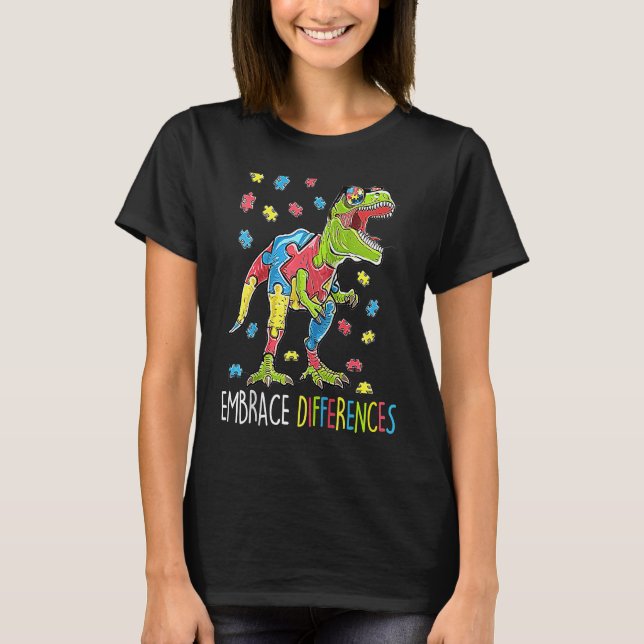 Camiseta A Consciência do Quebra-cabeça do Dinossauro para  (Frente)