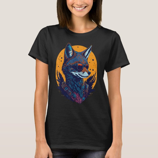 Camiseta A Cool Canine in Shades Retro Graphic  Cute Coyott (Frente)
