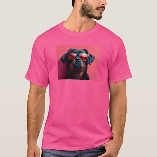 Camiseta A cool rottweiler with sunglasses (Frente)