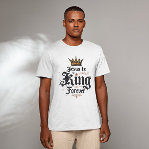 Camiseta A Coroa Dourada Religiosa Jesus é Rei para Sempre