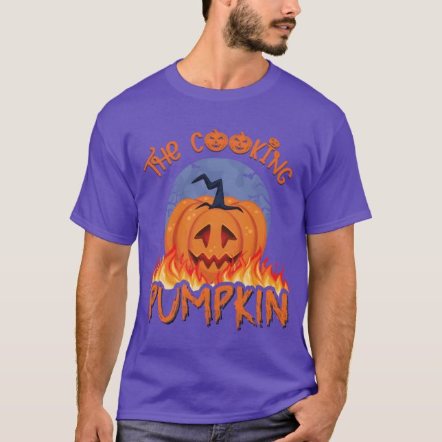 Camiseta A Cozinhar Pumpkin Halloween (Frente)