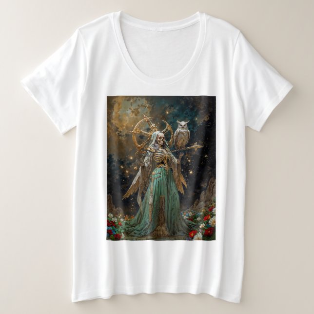 Camiseta A Dama dos Ossos Sagrados Santa Morte (Frente do Design)