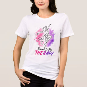 Camiseta A Dança É Minha Terapia Desenho de Dançarina em Aq