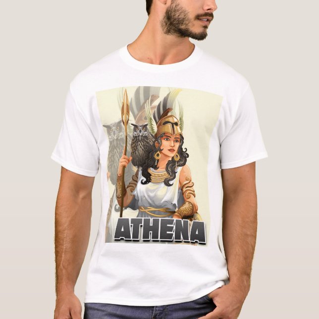 Camiseta A Deusa Athena Design de Tatuagem Única (Frente)