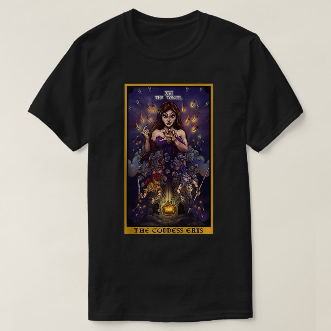 Camiseta A Deusa Eris O Cartão Tarot Torre Wiccan Pagan (Frente do Design)