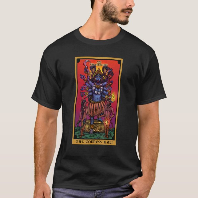 Camiseta A Deusa Kali O Feroz Cartão Tarot Hindu Em (Frente)