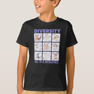 Camiseta A Diversidade É Um Pawsome Groovy Retro Vibes Cão