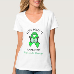 Camiseta A doença de Lyme espera a coragem da fé
