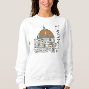 Camiseta A Duomo Florence Itália Caneta e Desenho de Tinta