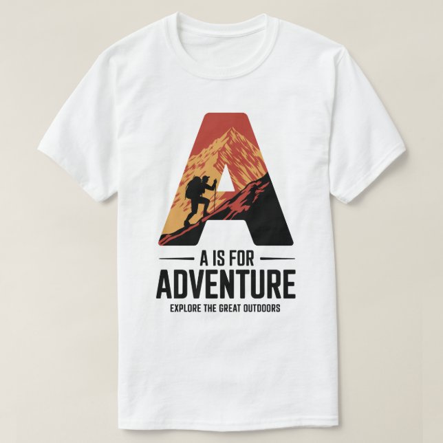 Camiseta A é para Adventure Hiking Mountain Design (Frente do Design)