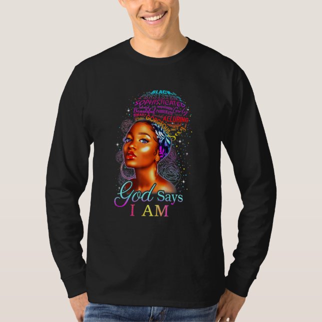 Camiseta A Ebonia Negra-Africana abençoada Rainha Empoderad (Frente)