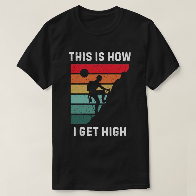 Camiseta A emoção de escalar rocha, retrogrunge (Frente do Design)