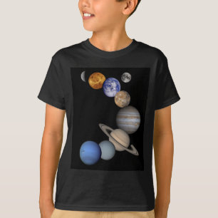 Camiseta A escala do sistema solar nossos planetas