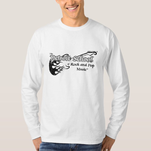 Camiseta A escola de Detroit da rocha e de longo branco do (Frente)