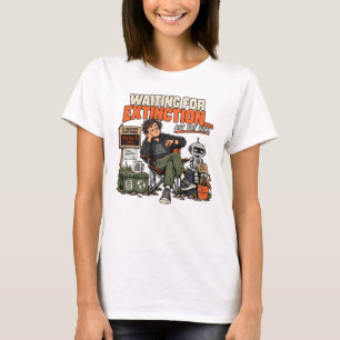 Camiseta À espera da extinção da IA, design engraçado