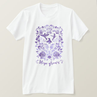 Camiseta A esperança cresce - Lavanda Linocut Bird Inspirat