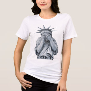 Camiseta A Estátua Americana Da Liberdade Chora Homens Engr