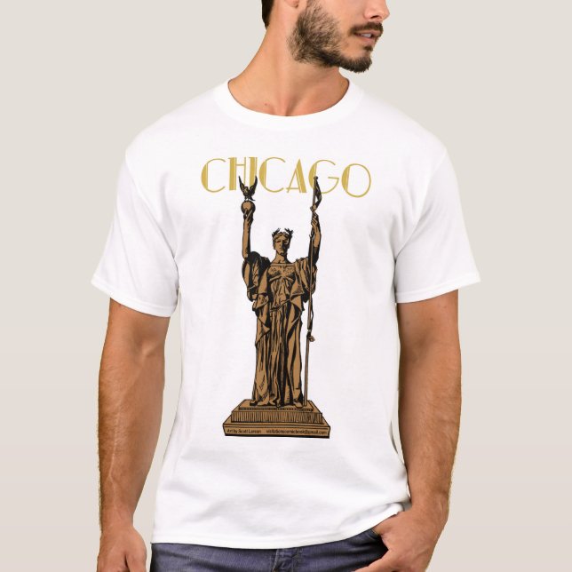 Camiseta A Estátua Justa da República, de Chicago, do Mundo (Frente)
