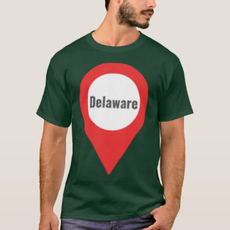Camiseta A etiqueta de localização do Delaware é rosa
