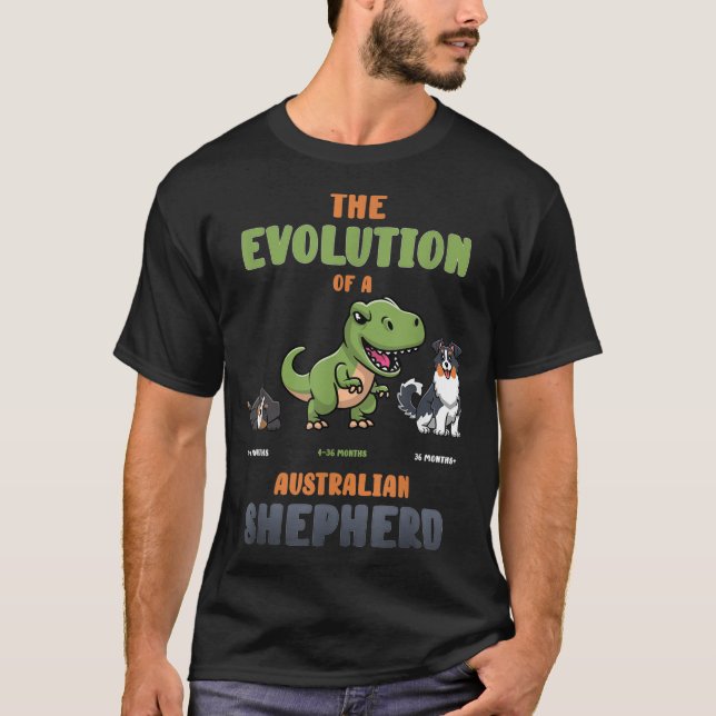 Camiseta A Evolução de um Pastor Australiano ou Evoluti (Frente)