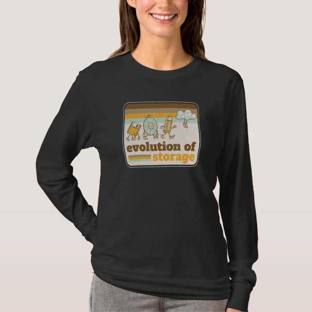 Camiseta A Evolução do Armazenamento Computador Retro (Frente)