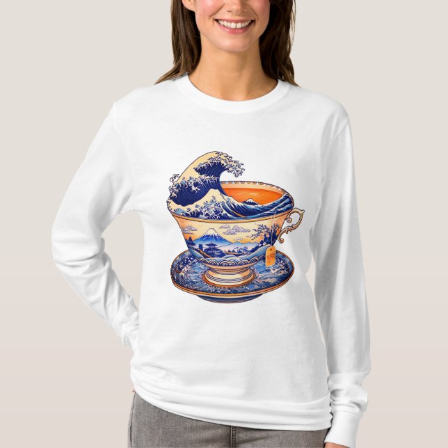 Camiseta A Excelente Wave Tea Cup (Frente)