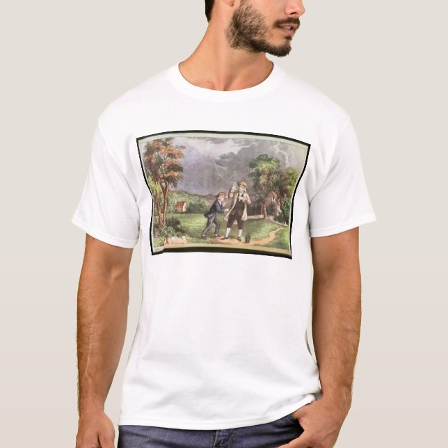 Camiseta A experiência de Franklin na eletricidade (Frente)