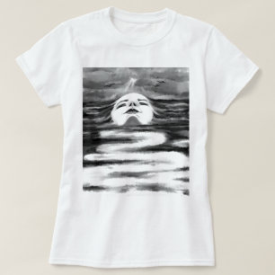 Camiseta A face do oceano - Preto e Branco - Abstrato de de