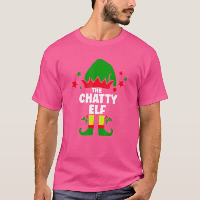 Camiseta A Fama de Decorações de Natal do Chatty Elf (Frente)