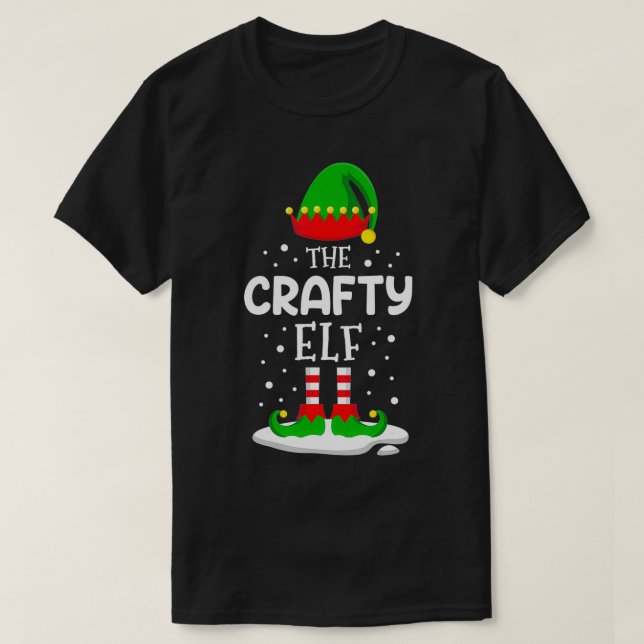 Camiseta A Família de Natal Crafty Elf Coincide Com O Figur (Frente do Design)