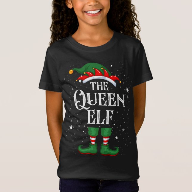 Camiseta A Família Do Elf De Natal Engraçada A Rainha Elf (Frente)