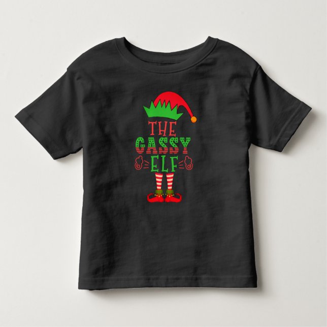 Camiseta A Família Gassy Elf Correspondendo ao Natal Pajama (Frente)