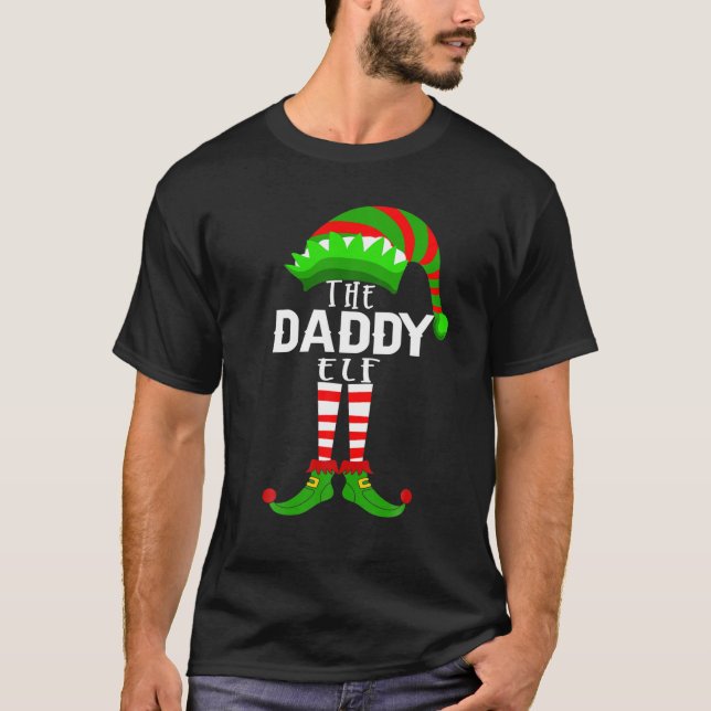 Camiseta A Família Pajama Xmas, Pai Elf, Me Criança (Frente)
