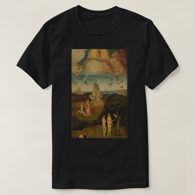Camiseta A Famosa Pintura De Haywain Triptych Por Bosch (Frente do Design)