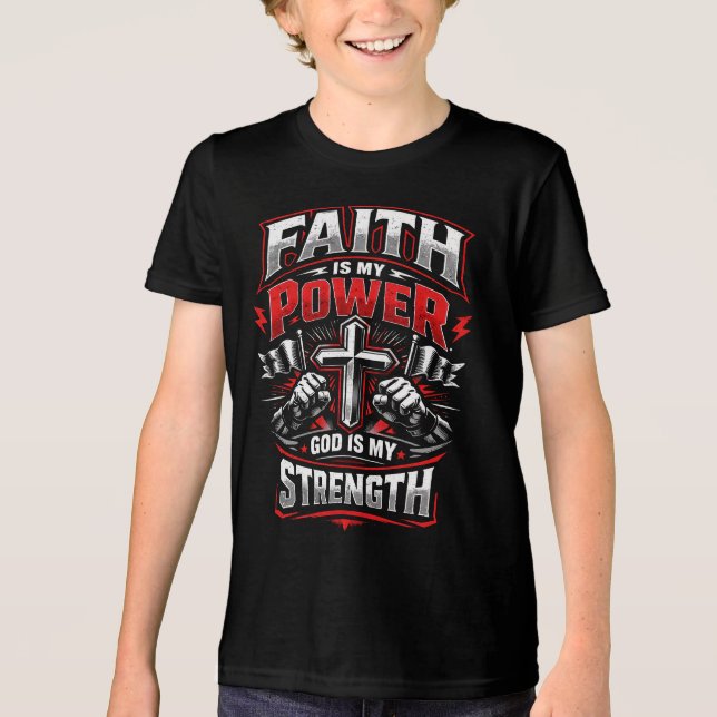 Camiseta A Fé é Meu Poder Deus é Minha Força (Frente)