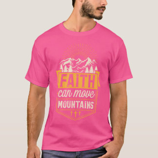 Camiseta A Fé Pode Mover Montanhas Acampamento em Verso de
