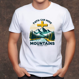 Camiseta A fé pode mover montanhas homens cristãos