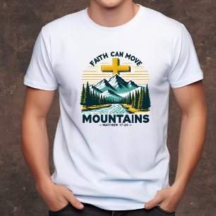 Camiseta A fé pode mover montanhas homens cristãos