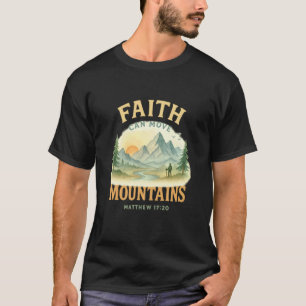 Camiseta A Fé Pode Mover Montanhas Mateus 1720 Aquarela S