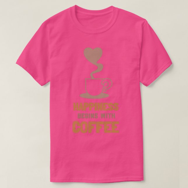 Camiseta A felicidade começa com o café (Frente do Design)